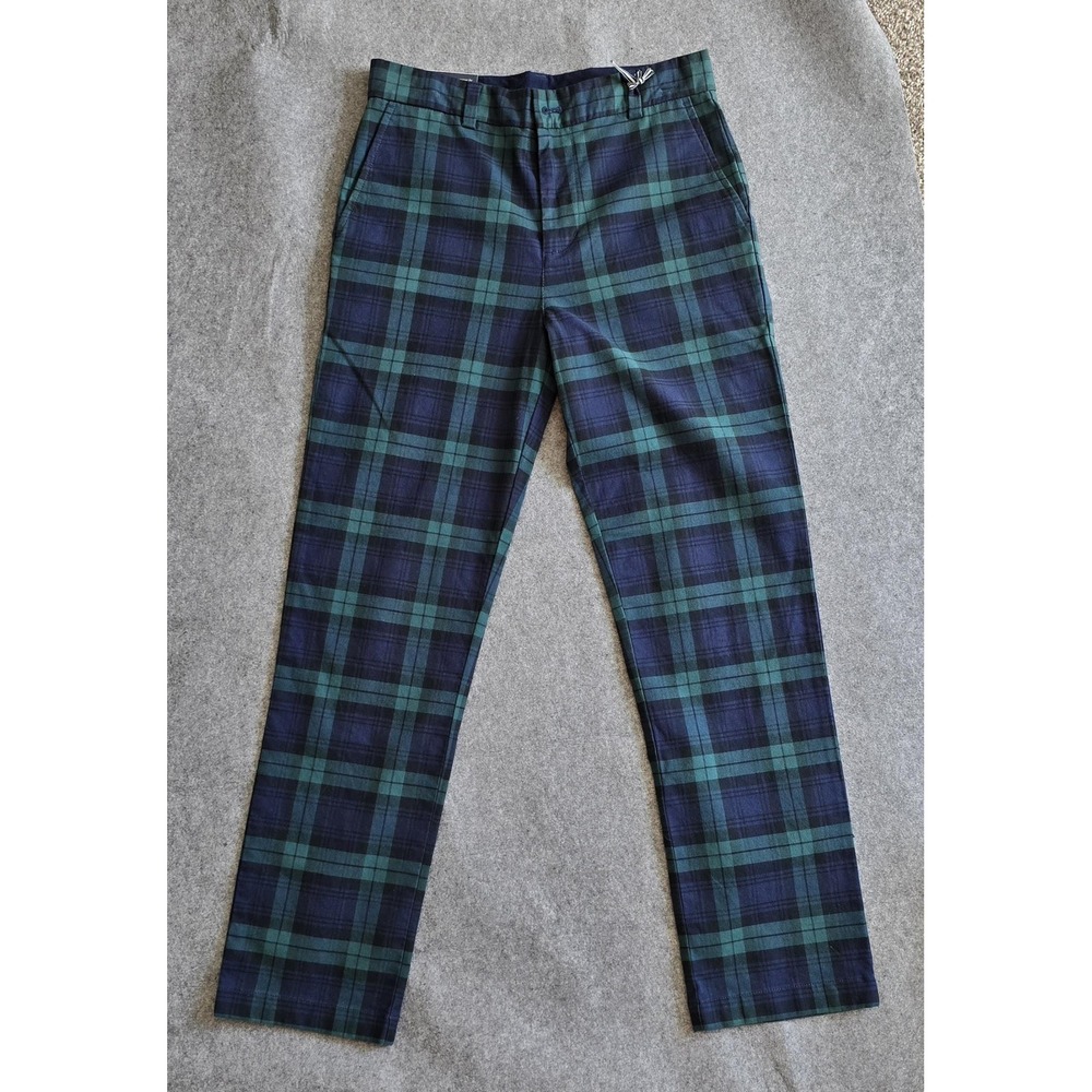 NWT Vineyard Vines Boys' Breaker Pants navy & green tartan plaid Size 16 preppy